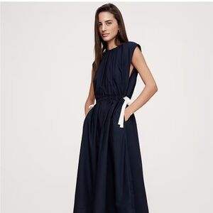NWOT Banana Republic Navy Midi Dress with Tie Waist $160 size SMALL